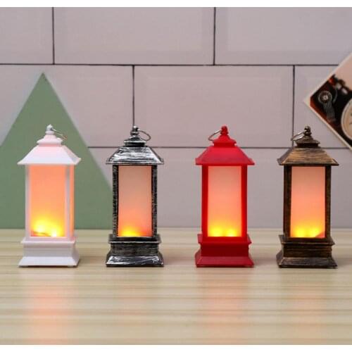 Flame Lanterns Retro Lantern Shape Portable LED Colorful Luminous Ornament For Halloween Christmas Decorations Dropship