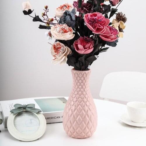 Plastic Flower Vase Decoration Home White Vases Imitation Ceramic Vase Flower Pot Decoration Nordic Style Flower Basket