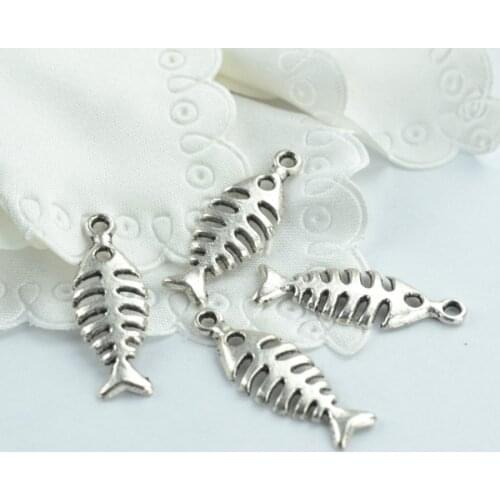 40pcs Charms fish metal handmade Craft pendant making fit,Vintage Tibetan Silver ,DIY for bracelet necklace 26*9*2mm D734