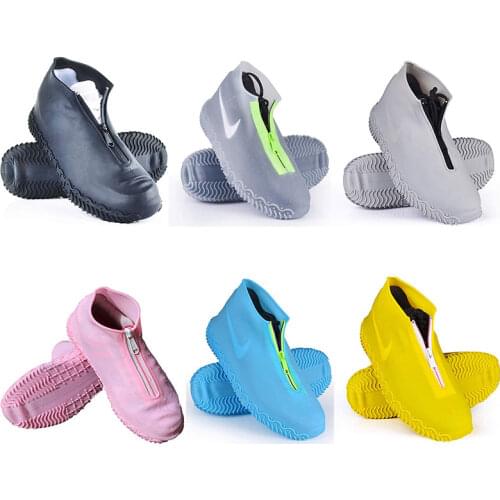 Portable Waterproof Shoe Covers Silicone Reusable Shoe Cover Non-slip Durable Zipper Elastic Rain Cover Protection for Men Women