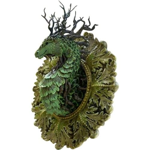 PPYY-Forest Dragon Resin Figurines Wall Decor for Home Indoor Outdoor Patio Porch Garden Decor Sculpture for Dragon Lovers
