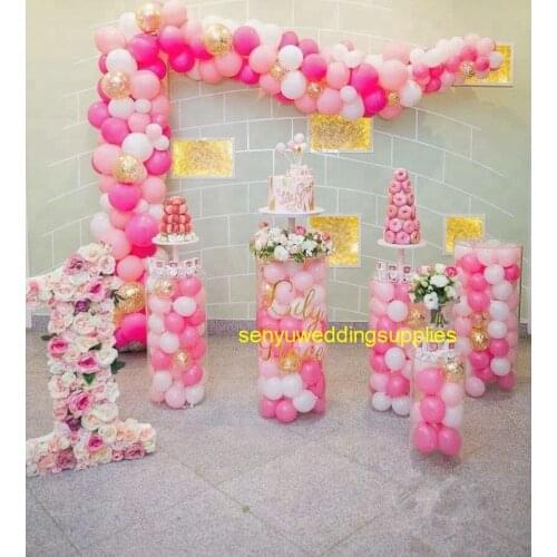 Transparent clear acrylic round pillars columns plinths pedestal cylinders walkway stand for wedding party decorations senyu1411