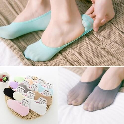 Sale 1Pair Silk Short Socks Candy Color Summer Breathable Silicone Antiskid Invisibility Summer Comfortable Socks