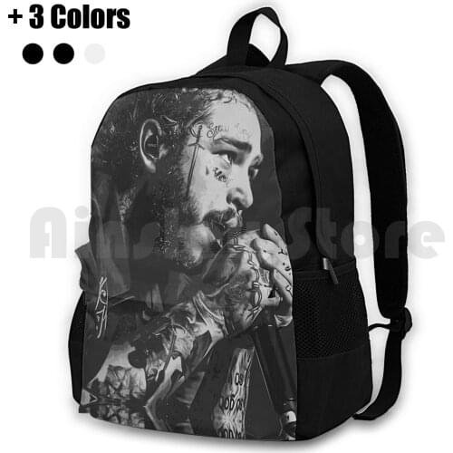 Scrimout Malone Looks Outdoor Hiking Backpack Waterproof Camping Travel Funny Hiphop Country Post Handsome Teen Music Young