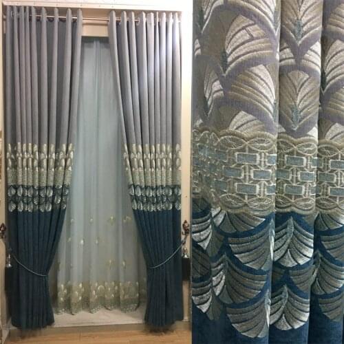 Modern Atmosphere European Style High-end Embroidered Curtains for Living Room Bedroom Blackout Curtains Customization