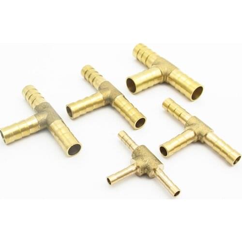 4mm 5mm 6mm 8mm 10mm 12mm 14mm 16mm 19mm 25mm Hose Barb Tee Type 3 Way Brass Barbed Pipe Fitting Coupler Connector Adapter