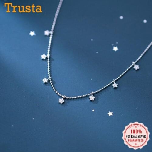 Trustdavis Tassel Star CZ Choker Necklace Link Chain Party Charm For Women Fashion 925 Sterling Silver Jewelry Gift DB1016