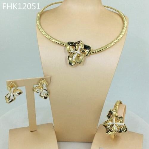 Yuminglai Flower Jewelry Dubai Gold Jewelry Sets for Women FHK11788