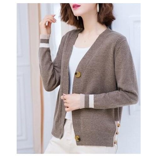 Woman Sweaters Cardigan Spring Autumn Knitted Cardigan Coat Womens Sweater Female Loose Color Matching Sueters De Mujer