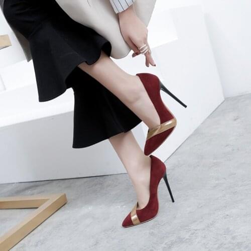 Big Size 11 12 13 14 15 16 17 ladies high heels women shoes woman pumps Package the heel Package toes Pointed Shallow mouth