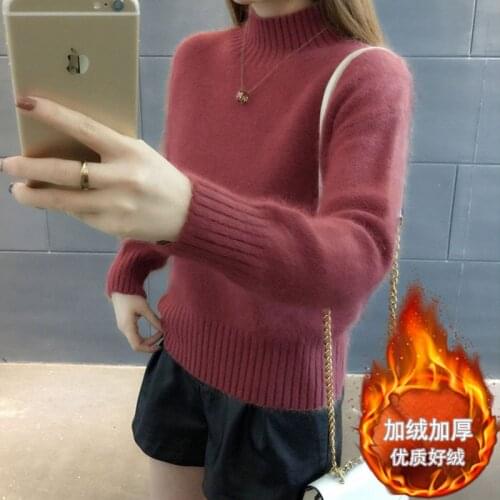 Women Mink Down Sweater Autumn Winter New Female Pullover Keep Warm Sweater Plush Sweater Womens Top A303