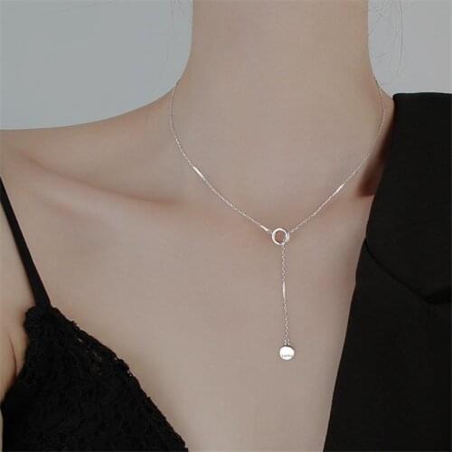 925 Sterling Silver Tassel Long Chain Necklaces & Pendants Choker Statement For Women Girls Birthday Party Jewelry dz060