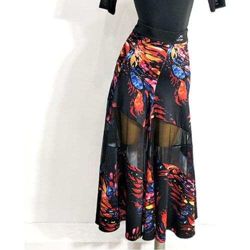 2020 New TH502 Floral Patchwork Design Latin Dance Dress Women Skirt Performance Costume Waltz Tango Fox Trot Latino Dancewear