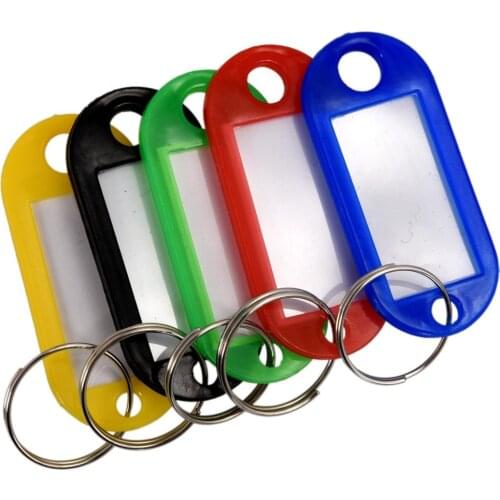 50 Pcs Plastic Keychain Key Tags ID Label Name Tags Split Ring Office School Supply for travel Trip