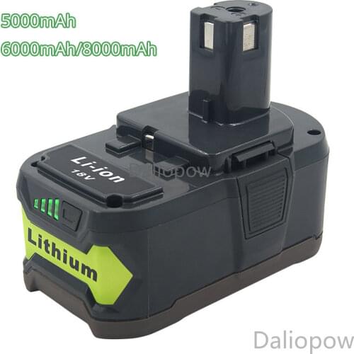 8.0Ah/6.0Ah/5.0Ah 18V Li-ion Battery for Ryobi ONE+ RB18L40 RB18L50 RB18L60 P108 P107 P122 P104 P105 P102 P103 Power Tools