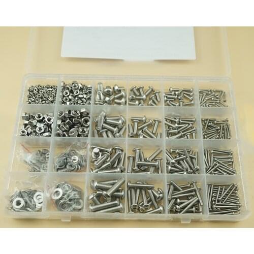 880PCS/Set M2 M3 M4 M5 Hex Socket Pan Head Countersunk Bolts Screw Nut Assortment Kit with Hex Wrenches, 304 Stainless Steel