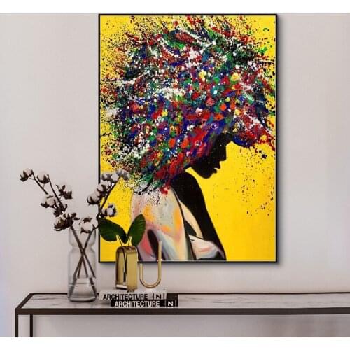 Abstract African Girl Wall Art Canvas Paintings Graffiti Art Posters And Prints Street Art Black Girl Wall Pictures Home Decor