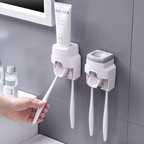 Automatic Toothpaste Dispenser Wall Mount Toothbrush Holder Lazy Toothpaste Squeezer For Toilet Home Bathroom Accessories Set