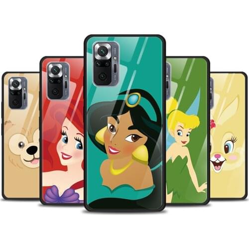 Disney cute cartoon animals for Xiaomi Redmi Note 10 Pro Max 10S 9T 9S 9 8T 8 7 Pro 5G Luxury Tempered Glass Phone Case Cover