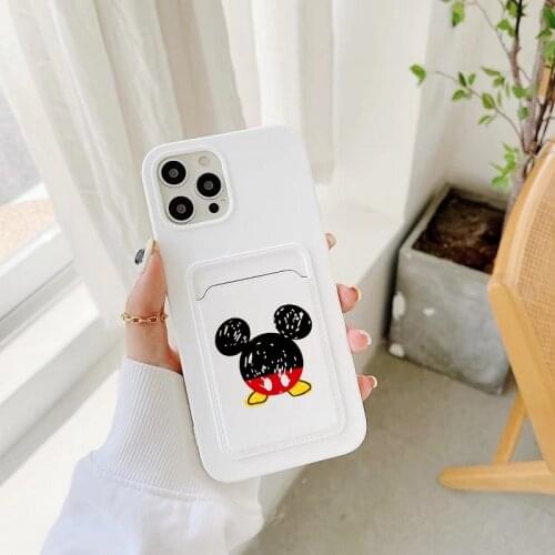 Cartoon mouse Card Holder Phone Case iPhone 12 Pro Max 12Mini 11 XS X XR 7 8 Plus TPU Wallet Soft Back Cover Shockproof Coque