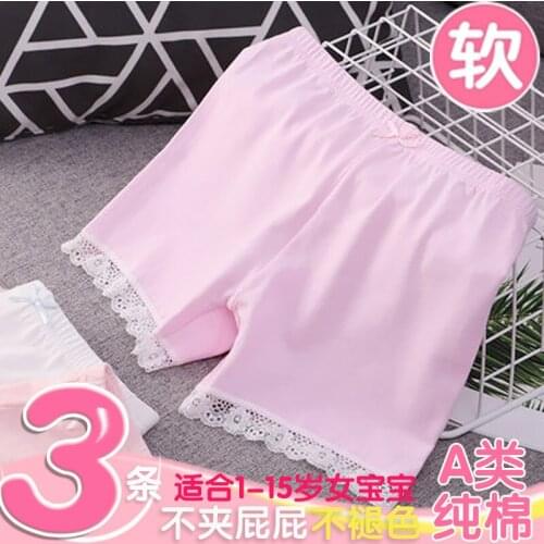 Girls' Anti Light Summer Underwear All In One Flat Pants Lace Bottoms Lace Cotton Safety Pants