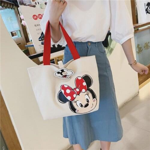 Disney new big bag female bag cute cartoon Mickey large capacity handbag girl shoulder canvas bag handbags purse shopping