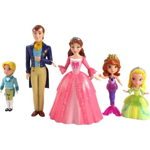 8.5-15cm 5pcs/Lot Sofia Princess Sophia Amber Prince James King Roland Queen Miranda PVC Action Figure Model Dolls Children Gift