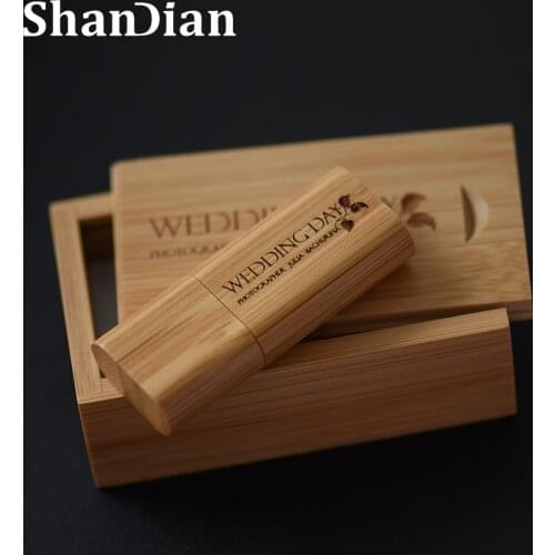 SHANDIAN Wooden pen drive with box USB flash drive pendrive 8GB 16GB 32GB 64GB Free custom logo 128GB memory stick U disk