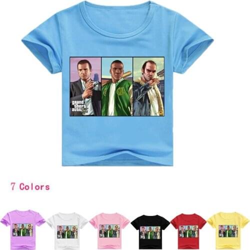 Grand Theft Auto Game GTA 5 Boys Summer T Shirts Cool GTA5 Girls TShirt Colorful Print T-shirt Tee Cotton T Shirt Funny Clothing