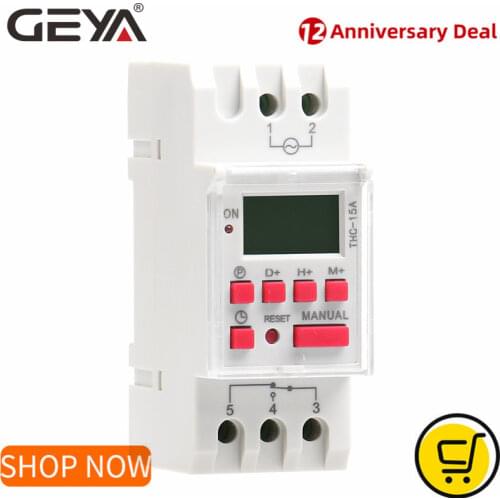 GEYA THC-15 Digital Timer Switch Weekly Programmable Timers 16A 12V 24V 110V 220V 240V Timers