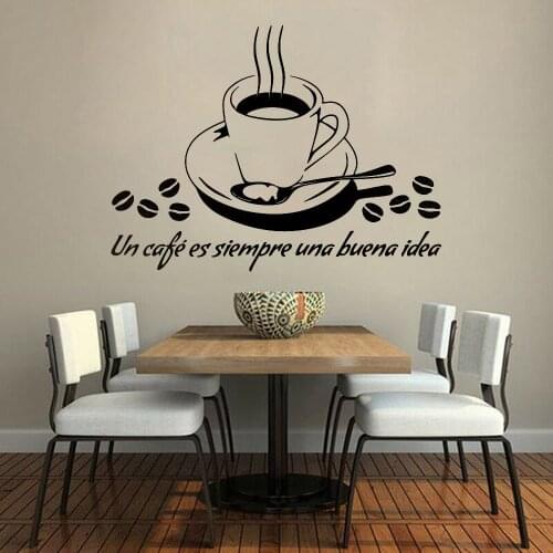 Spanish Quotes Wall Decals Quotes Coffee Store Home Decor Removable Vinyl Shop Window Stickers For Cafe Door Art Adornment Y421