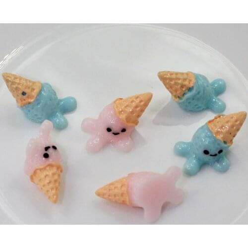 100/50p Kawaii Simulation Food 3D Resin New Spilled Ice Cream Flatback Cabochon For DIY Decorative Craft Scrapbooking Accessorie