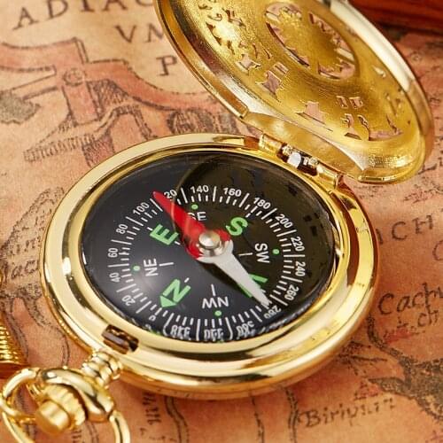 Hollow Hiking Camping Lightweight Compass Outdoor Survival Gear Functional Compass with Fob Chain