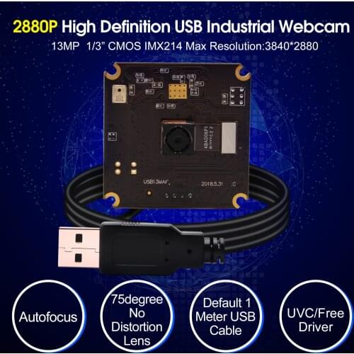 13MP Autofocus Camera Module USB MJPEG 10fps 3840x2880 Sony IMX214 Mini 38*38mm PCB Camera Board for Linux Windows Mac Android