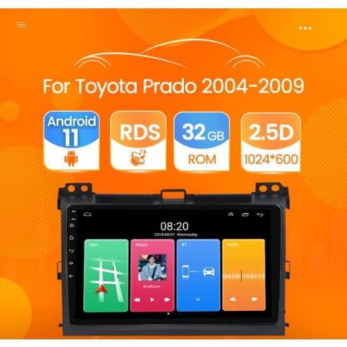 2G+32G Android 11 Car GPS Navigation Radio Player Multimedia System for Toyota Land Cruiser Prado 120 2004-2009 BT NO DVD SWC