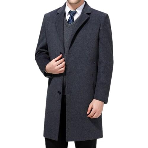 Men Business Wool Long Coat Autumn Winter Male Casual High Quality Slim Fit Warm Windbreak Parka Outwear Trench Jacket CF225