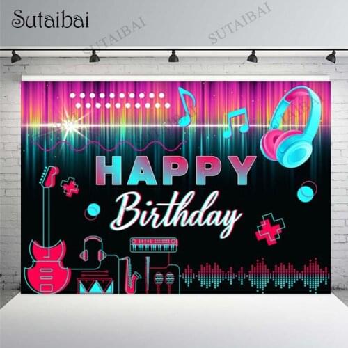 Musical Symbol Note Photography Background Girls Boys Hip Hop Popular Musical Disco Birthday Party Decor Backdrop Photo Booth