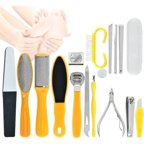 17 in 1 Professional Foot Care Kit Pedicure Tools Set Stainless Steel Foot Rasp Foot Dead Skin Remover Clean Toenail Care Kit