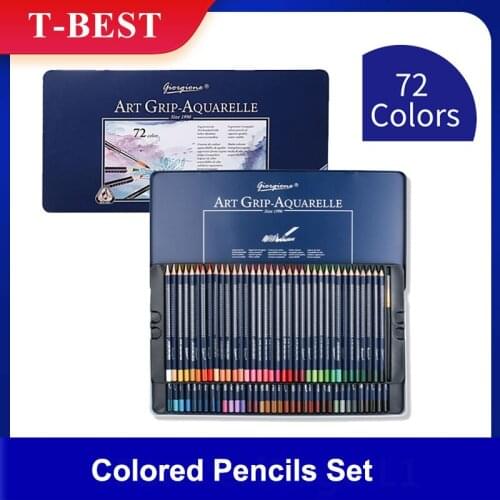 36/48/72 Professional Pencils Set Water Soluble Colored Pencils with Brush Metal Box for School Students Artist for Drawing