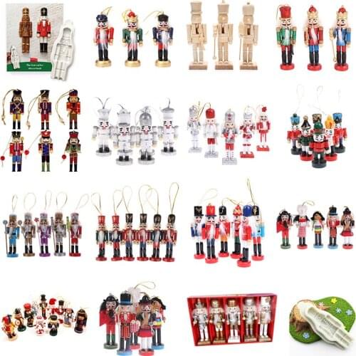 New Christmas Wooden Doll Decor Handmade Christmas Nutcracker Doll Pendant Creative Glittering Powder Doll Ornament Hot Sale