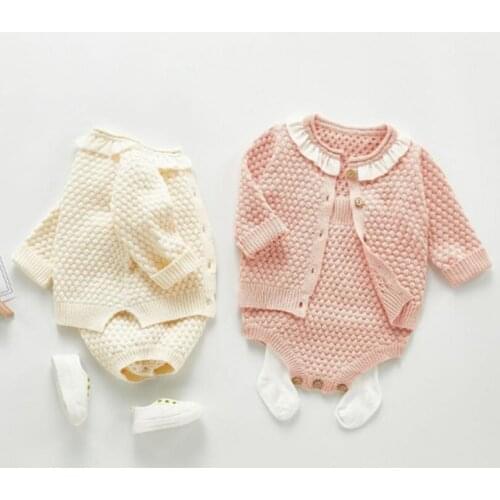 Baby Girl Clothes Autumn Knit Baby Clothes Newborn Baby Sweater Cardigan Cotton Bbay Girl Romper Toddler Baby Romper Jumpsuit