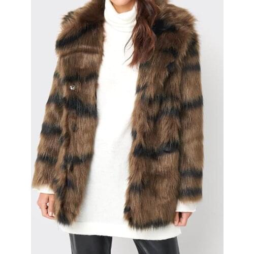 Autumn Winter Coffee Faux Fur Coats Women Warm Thick Fur Jacket Female Luxury Fluffy Plush Outerwear Fashion Slim Fit Overcoat
