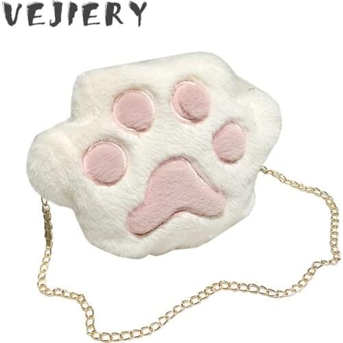 2021 Plush Women Designer Handbags Female Crossbody Bags Cute Ladies Shoulder Bags Soft Bear Paw Tote Bags for Girls Coin Purses