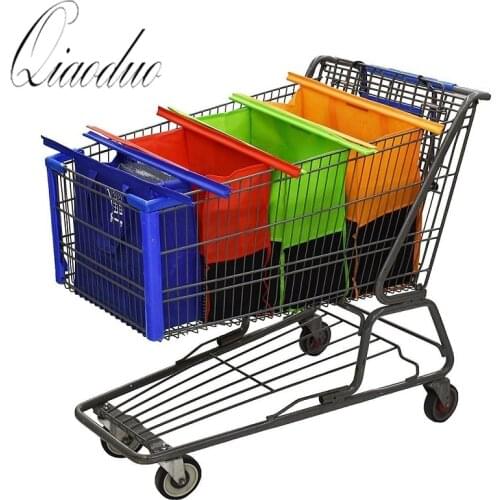 Qiaoduo Hot Sale 4PCS/Set Shopping Cart Trolley Bags Foldable Reusable Grocery Shopping Bag Eco Supermarket Bag Bolsas