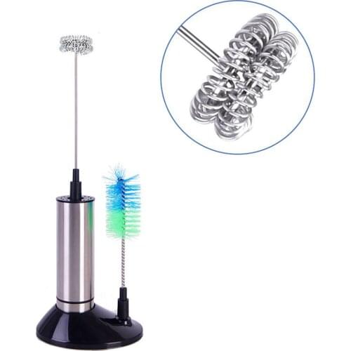 Best Electric Stainless Steel Handheld Coffee Milk Frother Wand Matcha Whisk Milk Foamer Cappuccino and Latte Maker w/ 2 Whisks