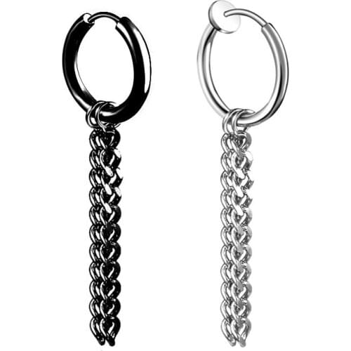 1 Piece Punk Stainless Steel Ear Dangle Earrings For Men Women Black Color Gothic Jewelry Boys and Girls Best Gifts 2021