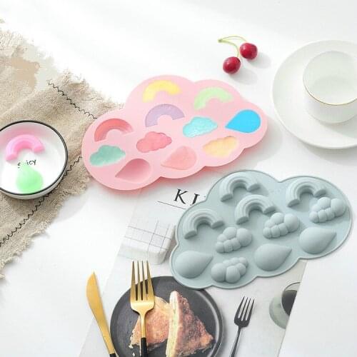 Rainbow Clouds Raindrop Shape Silicone Cake Mold Baking Tools Chocolate Gumpaste Mold Ice Tray Candy Pudding Ice Grid Mold DIY