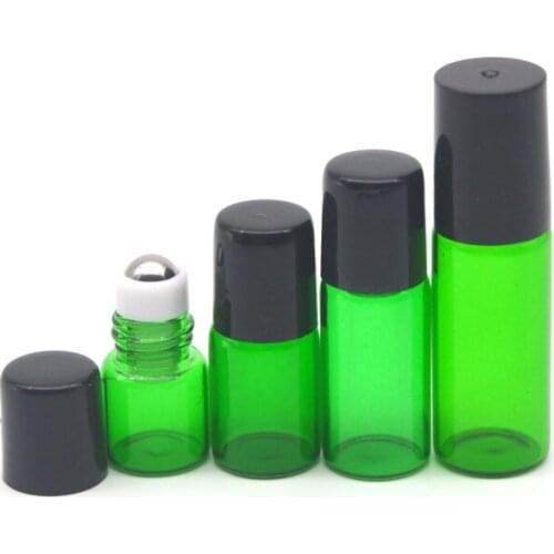1pcs Green Color Roller 1ml 2ml 3ml 5ml Glass Bottle Empty Fragrance Perfume Sample Essential Oil Roll On Bottle