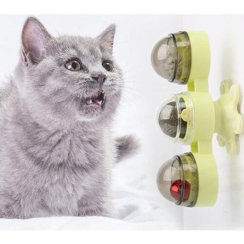 Cat Toy Rotating Windmill Turntable Cat Kitten Interactive Toy with Glowing Ball Catnip Cat Toys