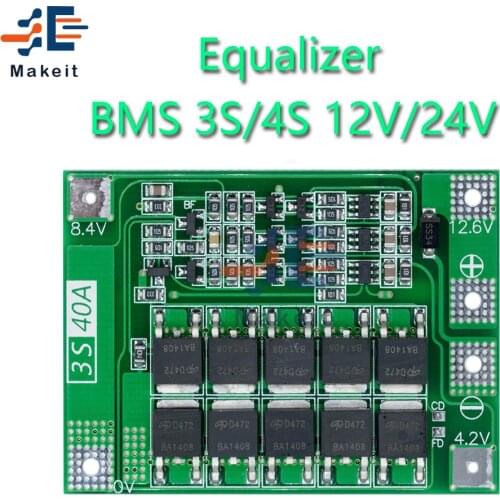 Smart BMS 3S/4S 12V/24V 18650 Li-ion Lithium Battery Charger Protection Board With Balancers 40A/60A Equalizer For Drill Motor